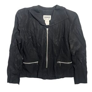Lois Snyder Dani Max Women's Black Full Zip Rayon Blend Jacket‎ Size 12 Made in